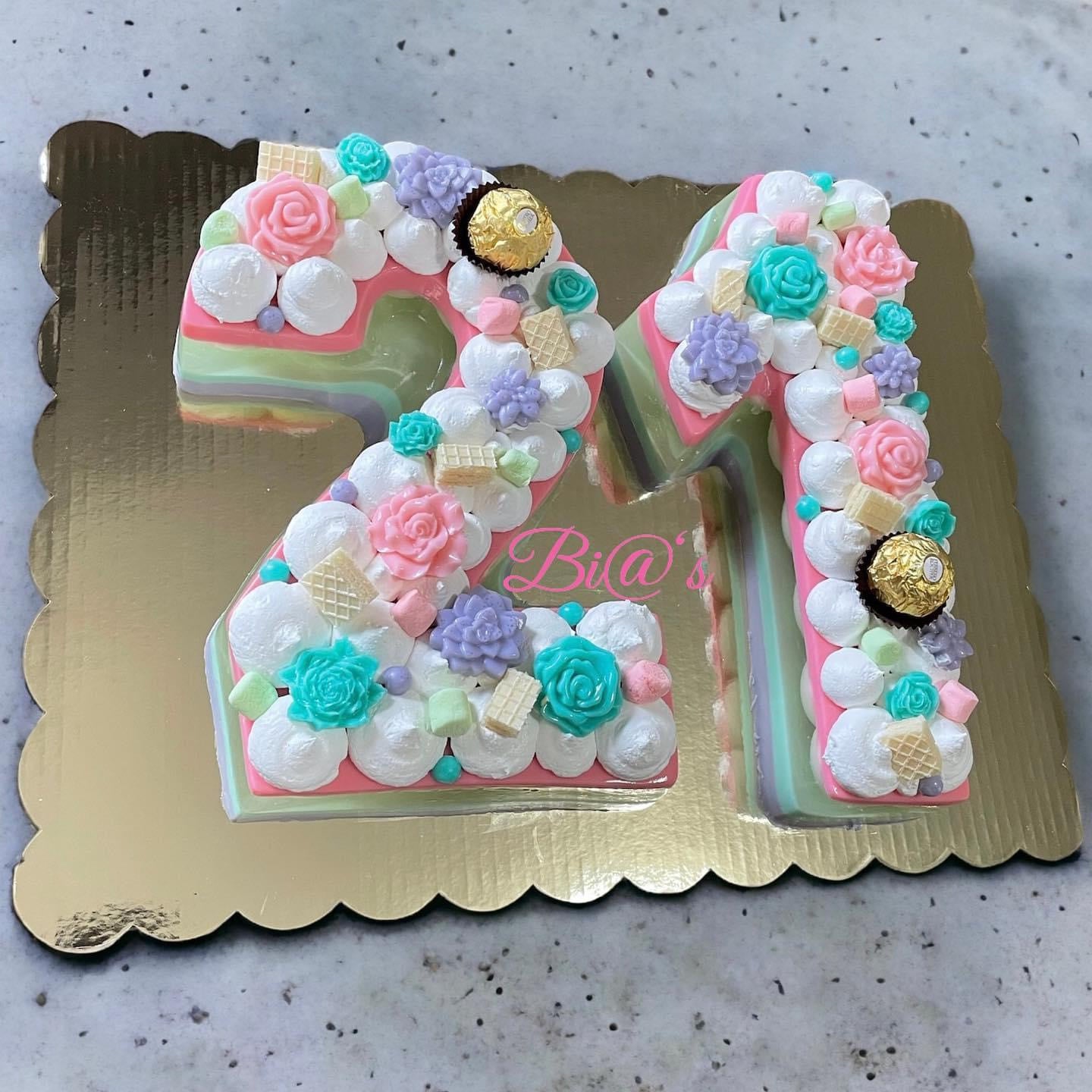 Two-digit gelatin number cake