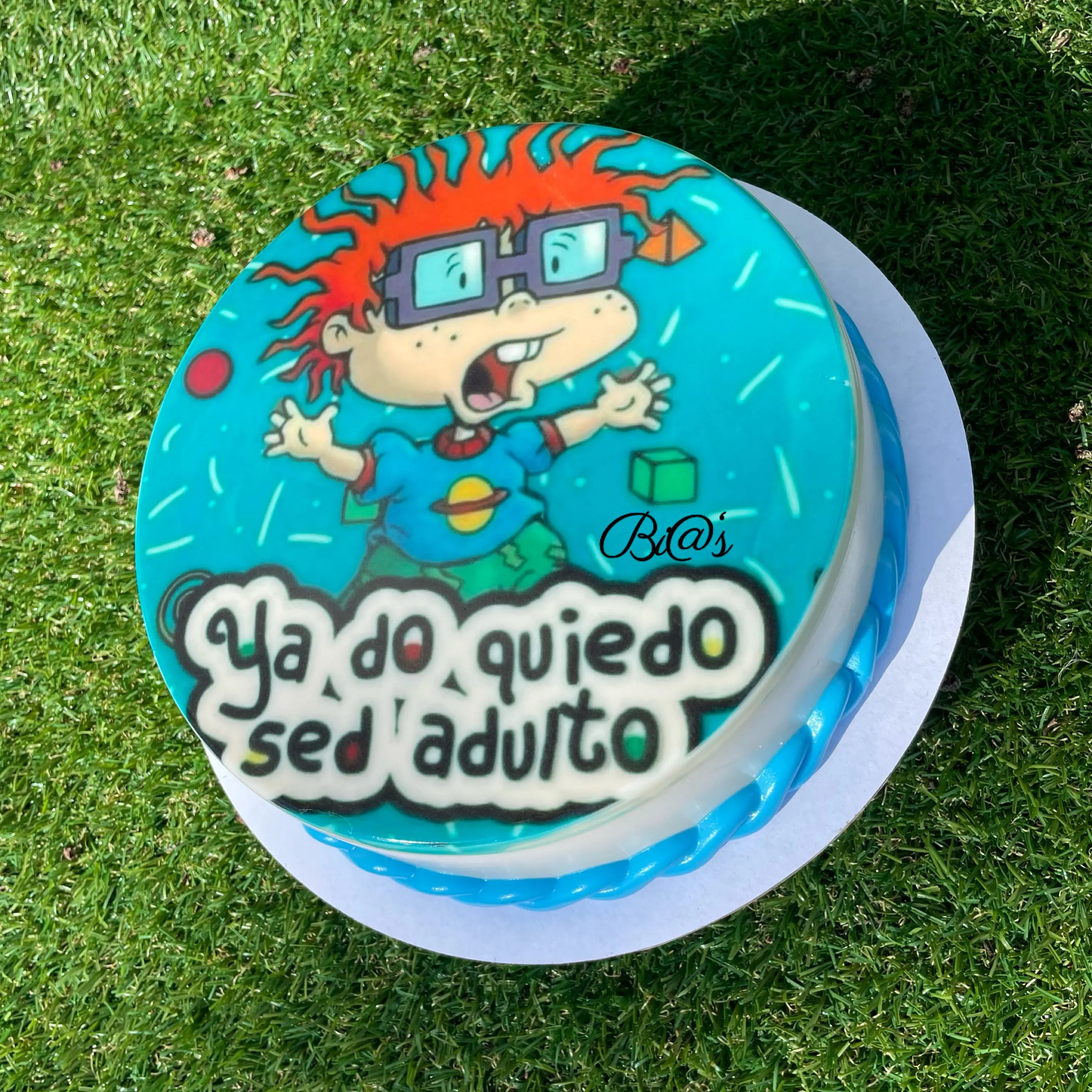 Cartoon themed birthday cake hand painted for a Lincoln party