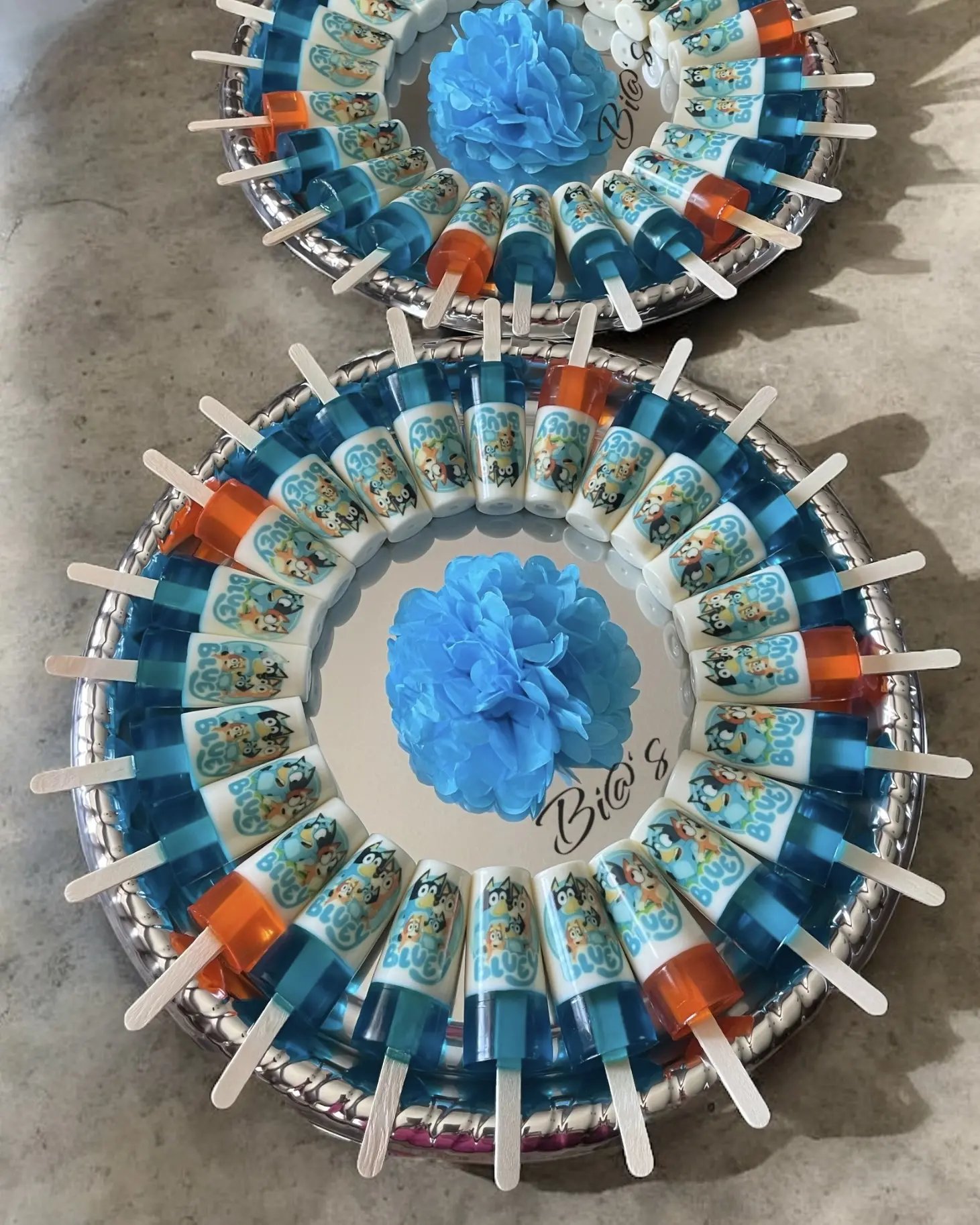 Blue and orange gelatin pop platter made for a Lincoln celebration