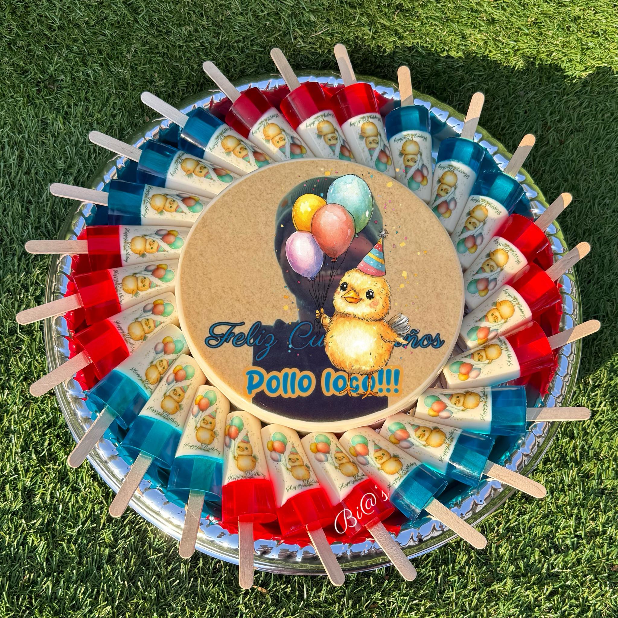 Colorful gelatin pop platter made for a Lincoln birthday party